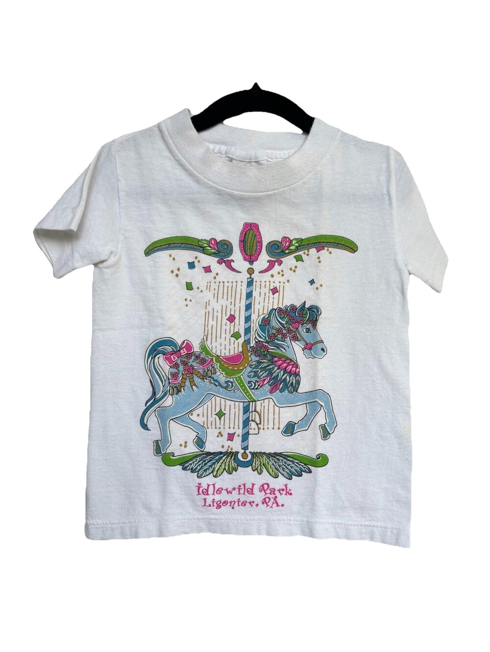 Vintage 90s Horse Carousel Idlewild Park Pennsylvania KIDS Shirt 2T- 4T